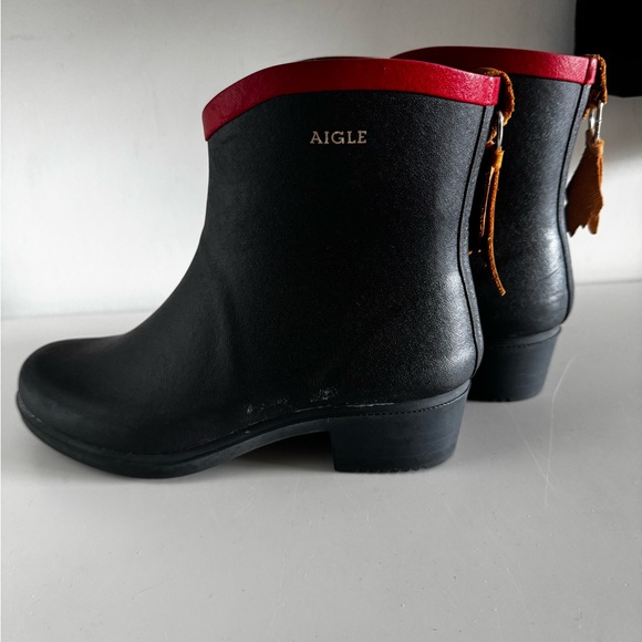 Aigle Navy Rain Boots with Red Trim, Size 37 - Picture 4 of 6